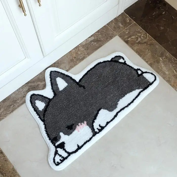 Cartoon Corgi Bathroom Mat Soft Polyester Rug