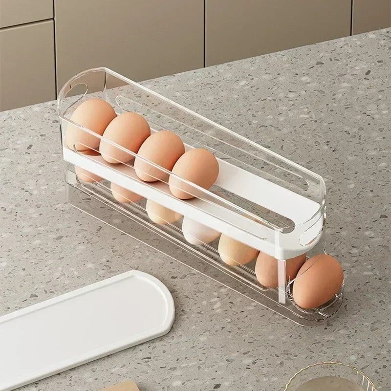 Plastic Egg Storage Box Automatic Rolling Dispenser