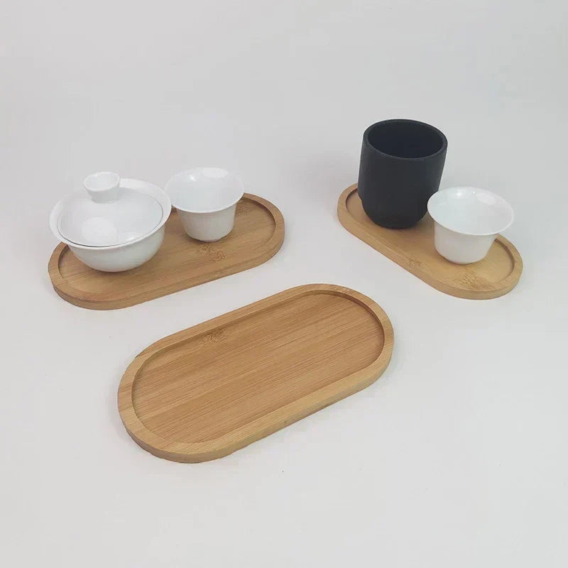 Wooden Food Tray Round Rectangle Snack Plate