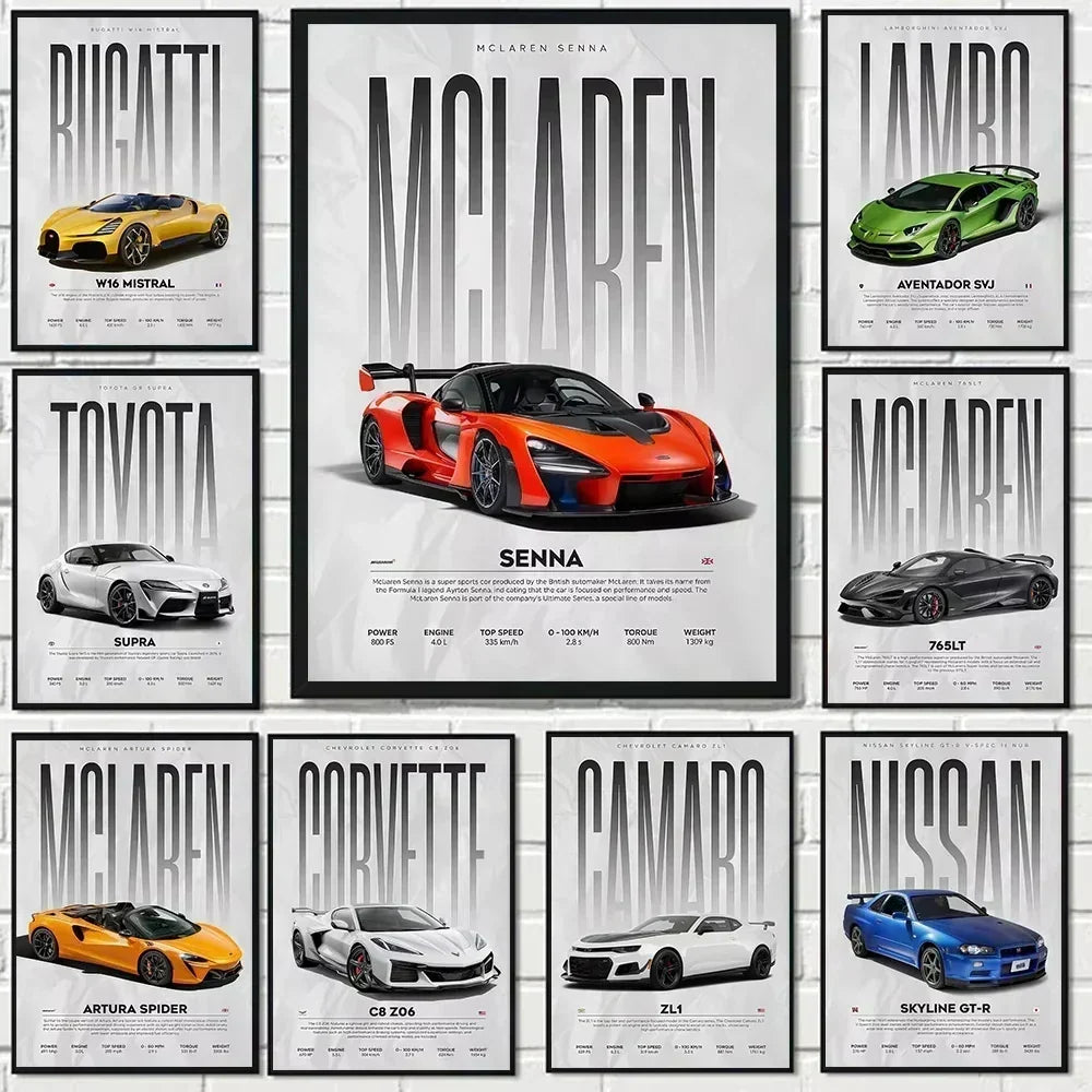 W16 750S Canvas Painting Sports Car Wall Art