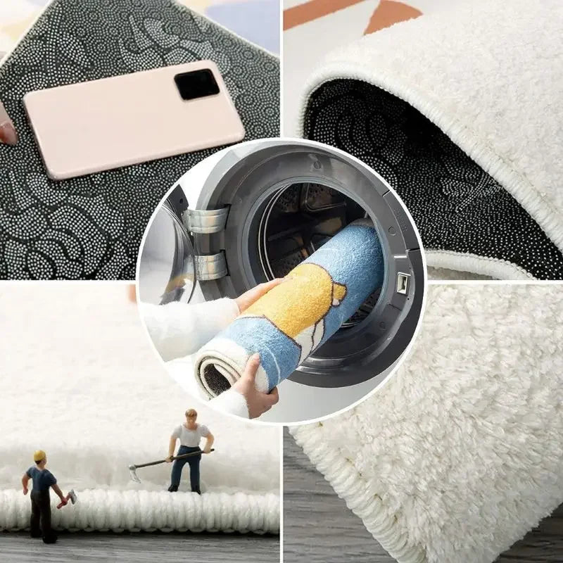 VIKAMA Non-Slip Green Leaf Bathroom Mat Machine Washable