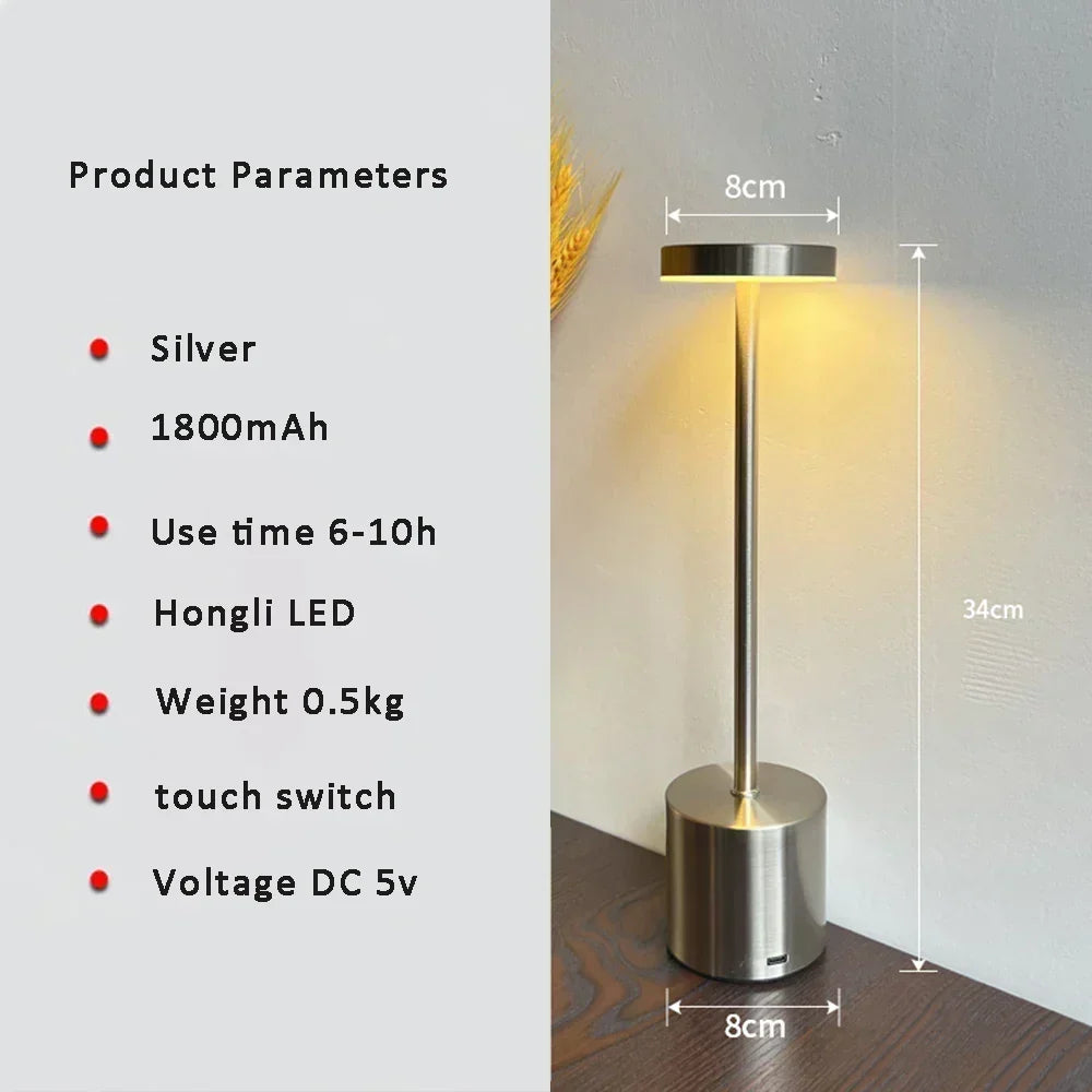 Black Metal LED Table Lamp with Touch Control
