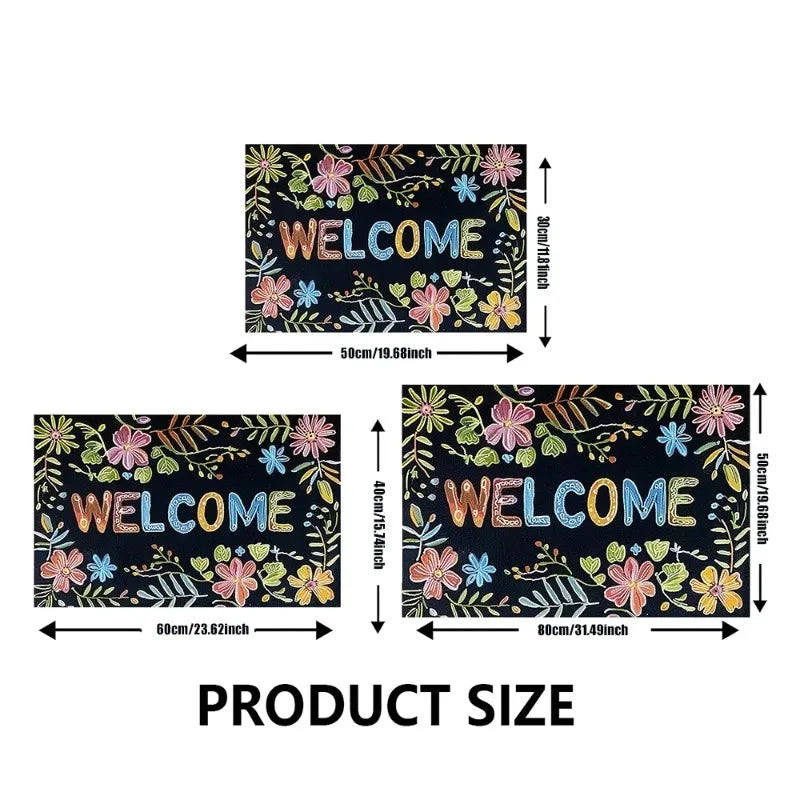 Black Cartoon Cat Door Mat for Living Room and Bedroom